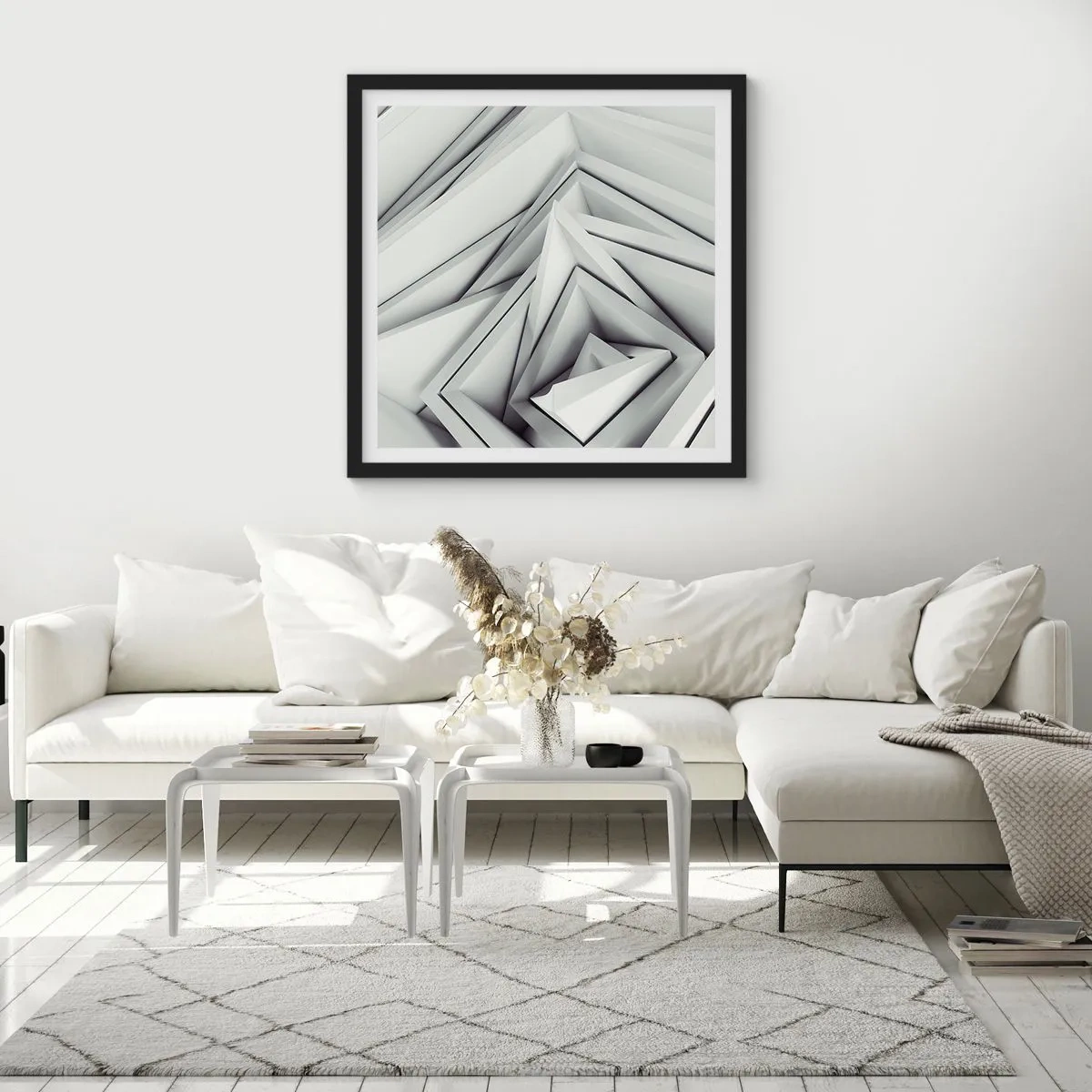 Poster in einem schwarzem Rahmen - Spitzwinklige Knospen - 50x50 cm