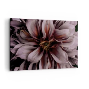 Bild auf Leinwand - Leinwandbild - Nahaufnahme einer großen Blume in dezenten Farben - 120x80cm - Ein Blumenherz - Moderne Wanddekoration für Wohnzimmer und Schlafzimmer ARTTOR