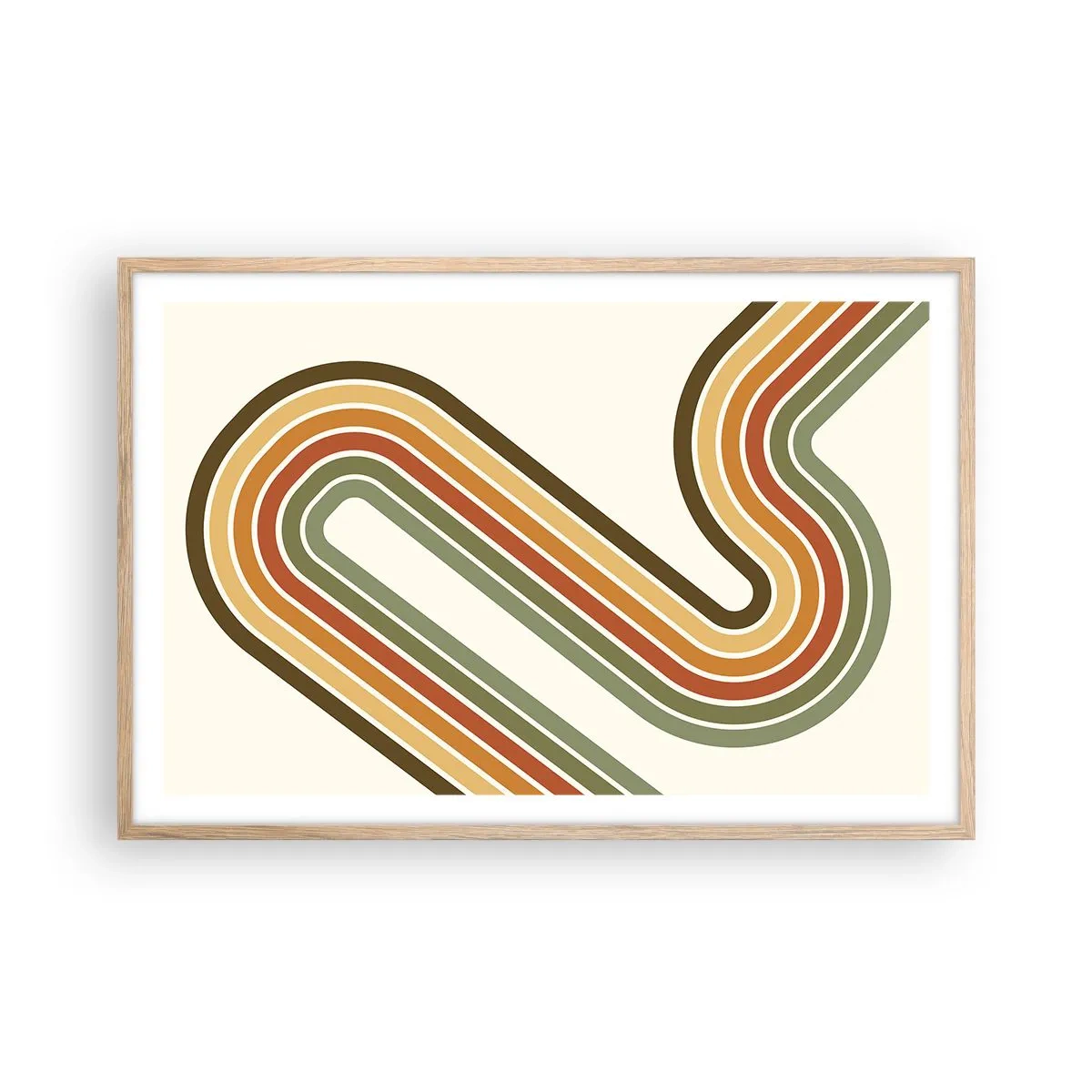 Poster in einem Rahmen aus heller Eiche - Zickzack zum Ziel - 91x61 cm