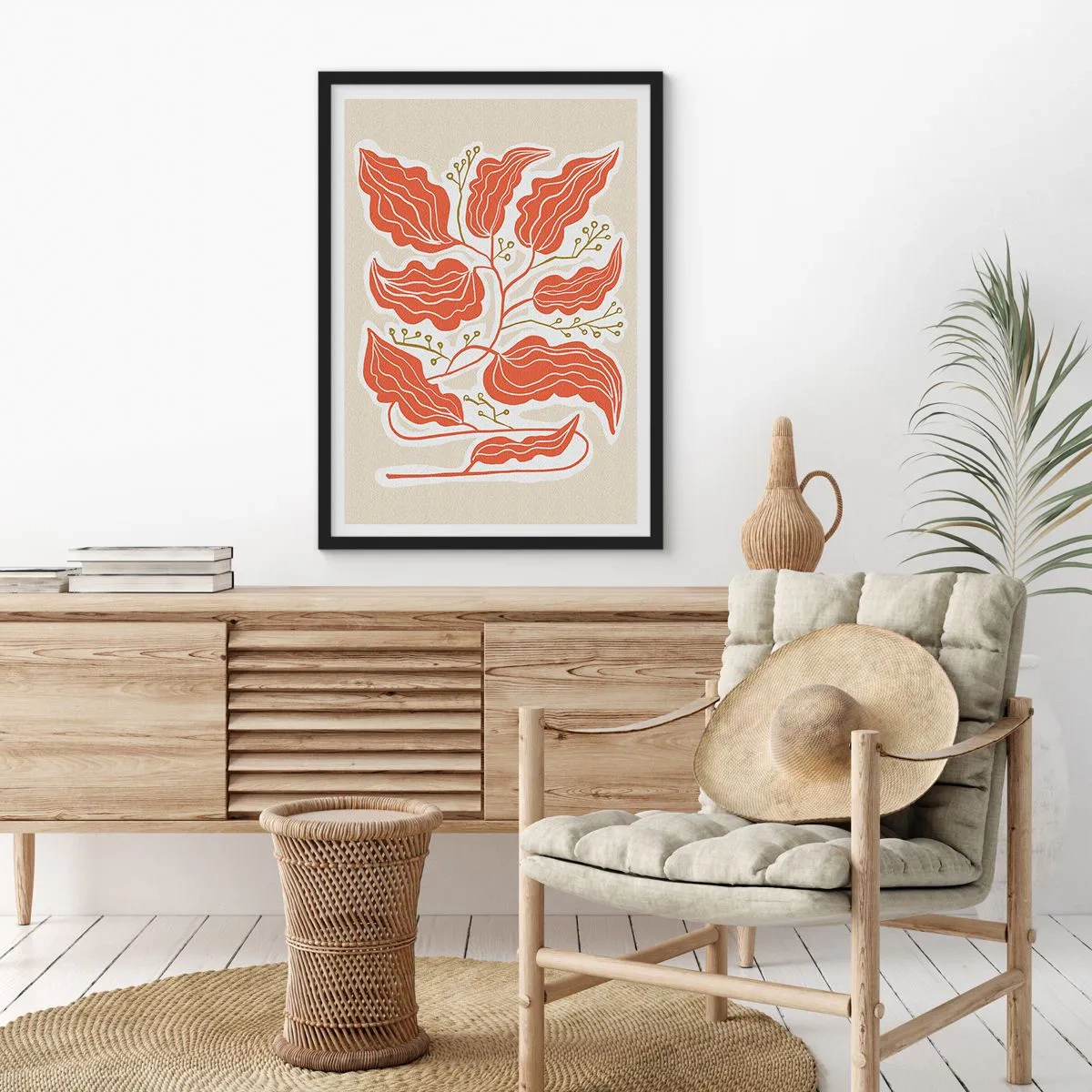 Poster in einem schwarzem Rahmen - Im Folkstil und korallenartig - 30x40 cm