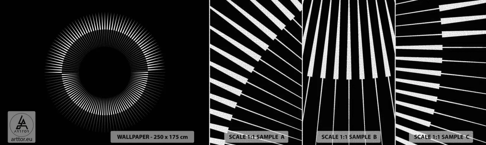 Fototapeten Muster Premium Canvas - Schwarze Sonne - Dunkel, Sonne, Rad - 100x30 cm