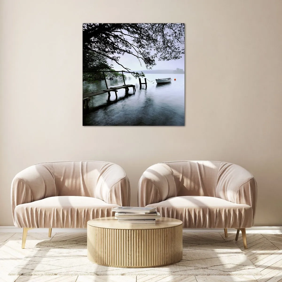 Glasbild - Bild auf glas - Du ruhst dich schon aus - 70x70 cm