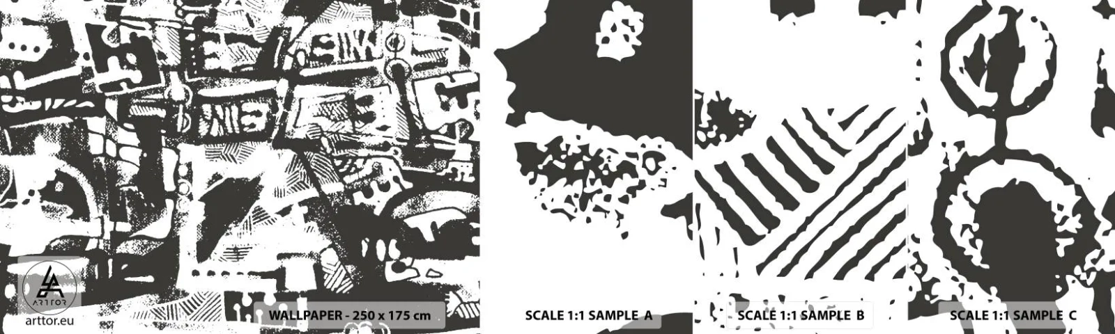 Fototapeten Muster Selbstklebend Deluxe Sticker - Ordnung oder Chaos? - Abstraktion, Grafik, Stück - 100x30 cm