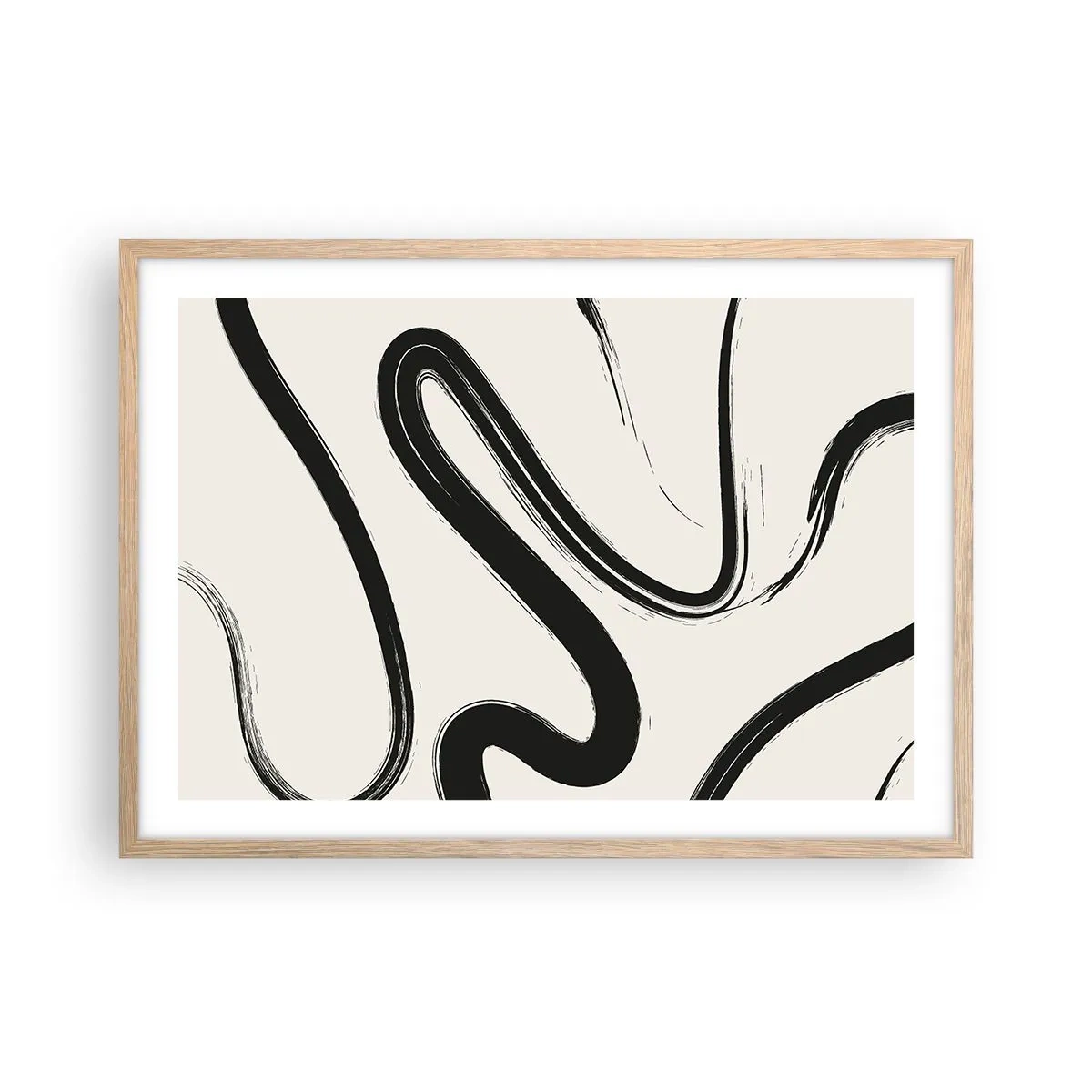 Poster in einem Rahmen aus heller Eiche - Schwarz-Weiß-Laune - 70x50 cm