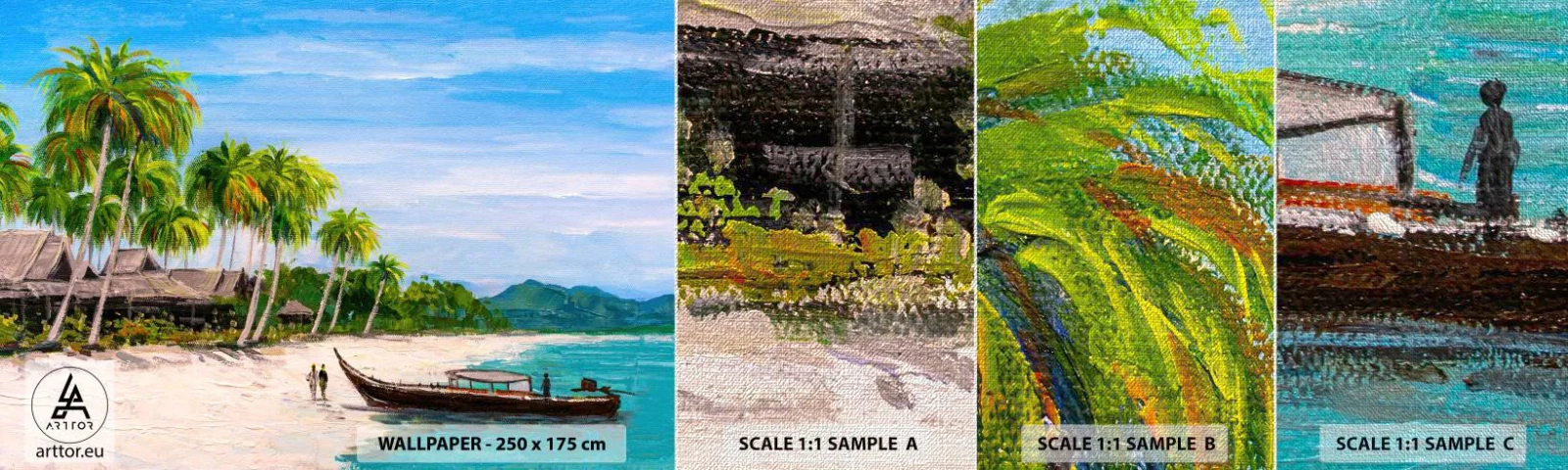 Fototapeten Muster Premium Canvas - Exotischer Traum - Strand, Exotik, Palmen - 100x30 cm