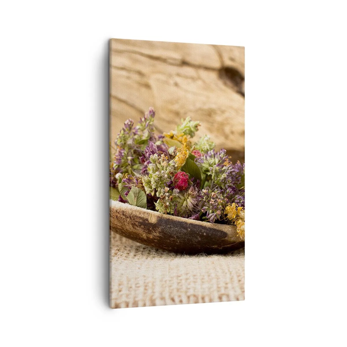 Bild auf Leinwand - Leinwandbild - Bunte Blumen und duftende Kräuter - 45x80 cm