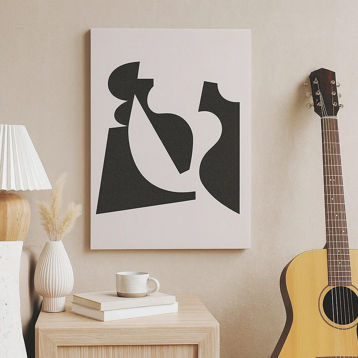 Bild auf Leinwand - Leinwandbild - Abstrakte geometrische Komposition in Schwarz und Weiß - 50x70cm - Zum Selbstbauen - Moderne Wanddekoration für Wohnzimmer und Schlafzimmer ARTTOR