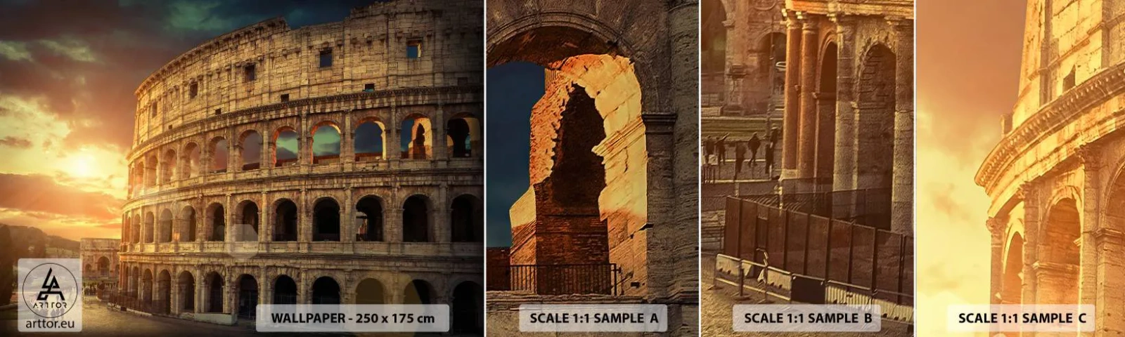Fototapeten Muster Selbstklebend Deluxe Sticker - Ein kolossaler Eindruck - Kolosseum, Rom, Die Architektur - 100x30 cm