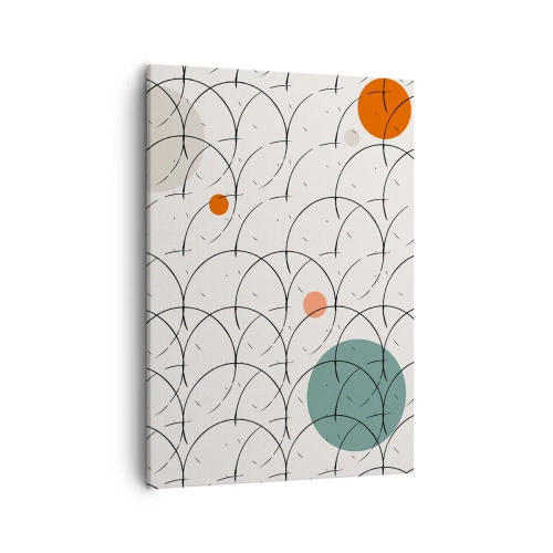 Bild auf Leinwand - Leinwandbild - Geometrisches Muster mit bunten Kreisen auf hellem Hintergrund - 50x70cm - Im Pop-Art-Geist - Moderne Wanddekoration für Wohnzimmer und Schlafzimmer ARTTOR