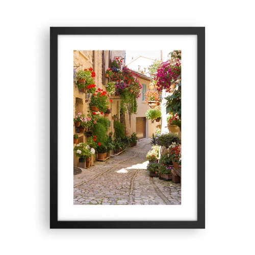 Poster in einem schwarzem Rahmen - In der Flut Blumen - 30x40 cm