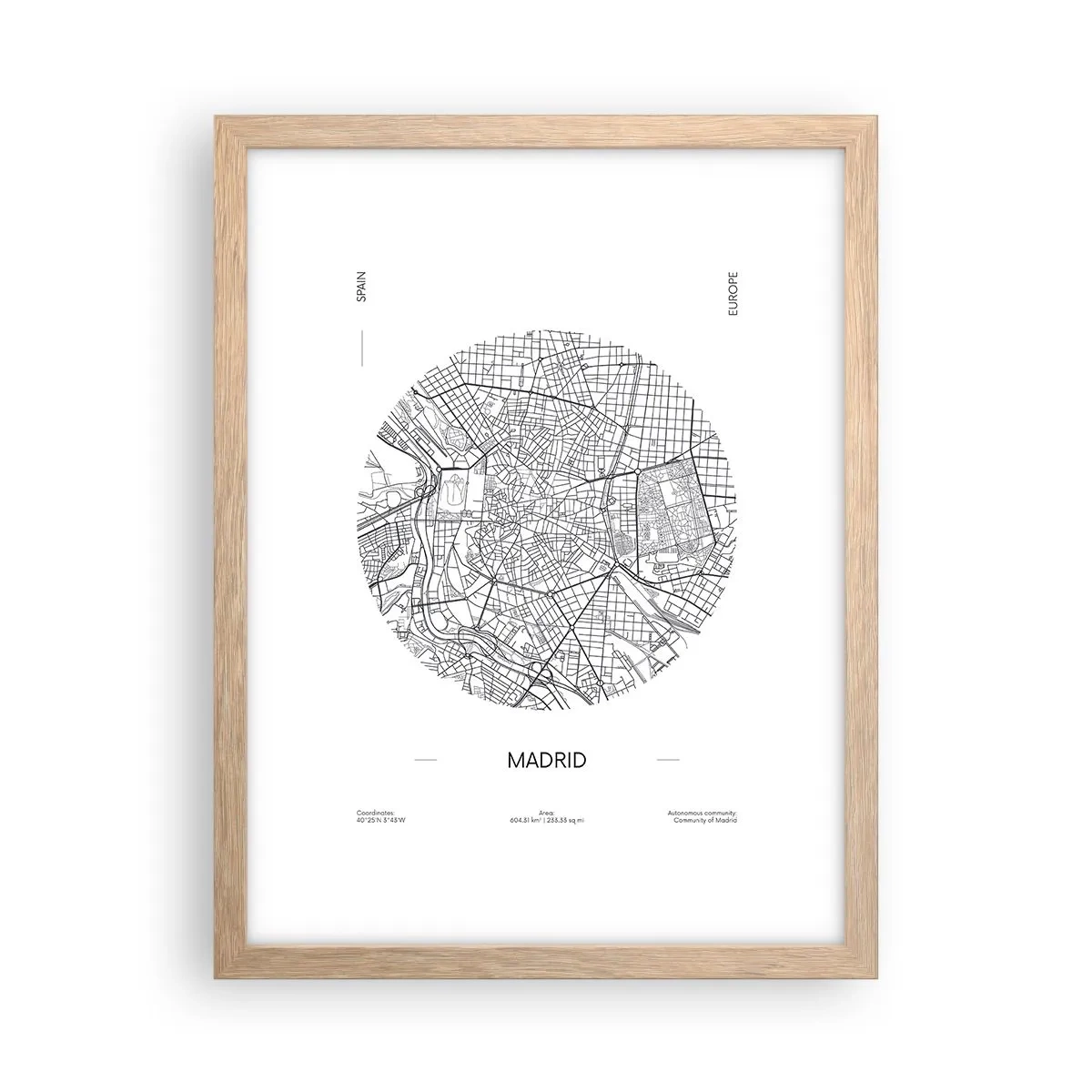 Poster in einem Rahmen aus heller Eiche - Anatomie von Madrid - 30x40 cm