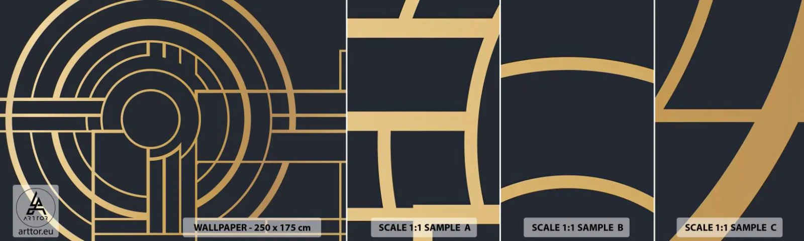 Fototapetenmuster Standard Eco - Wendungen der Dinge - Abstraktion, Stück, Grafik - 100x30 cm