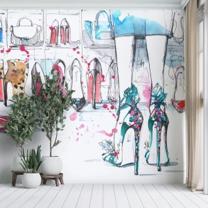 Fototapete Premium Canvas - Sesam, mach auf - Damengarderobe, Mode, Tasche - 500x350 cm