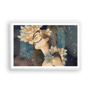Poster in einem weißen Rahmen - Ein Märchen über eine Prinzessin mit Lilien - 91x61 cm