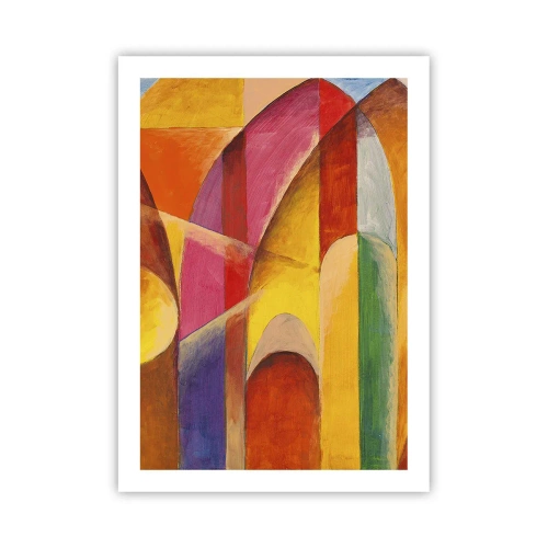 Poster - Bunte Abstraktion mit geometrischen Formen - 50x70cm - Kathedrale der Sonne - Moderne Wanddekoration für Wohnzimmer und Schlafzimmer ARTTOR