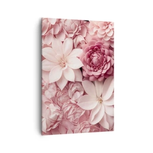 Bild auf Leinwand - Leinwandbild - Blumen in Rosa- und Weißtönen in künstlerischer Umsetzung - 70x100cm - In rosa Blütenblättern - Moderne Wanddekoration für Wohnzimmer und Schlafzimmer ARTTOR