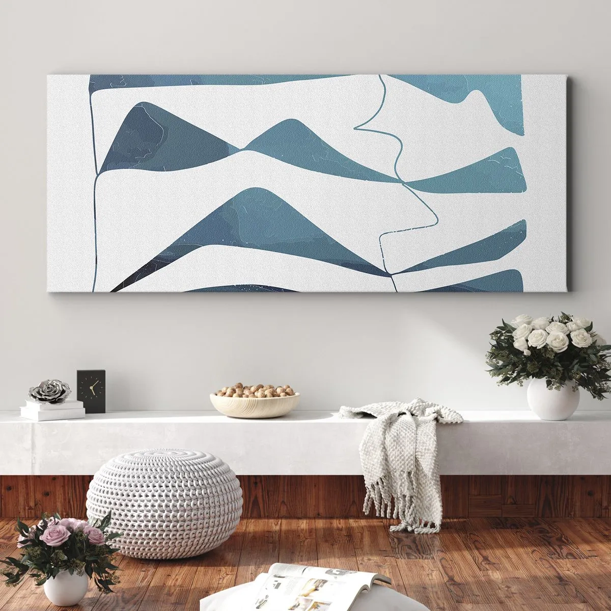 Bild auf Leinwand - Leinwandbild - Abstraktion: türkisfarbene Verbindung - 100x40 cm