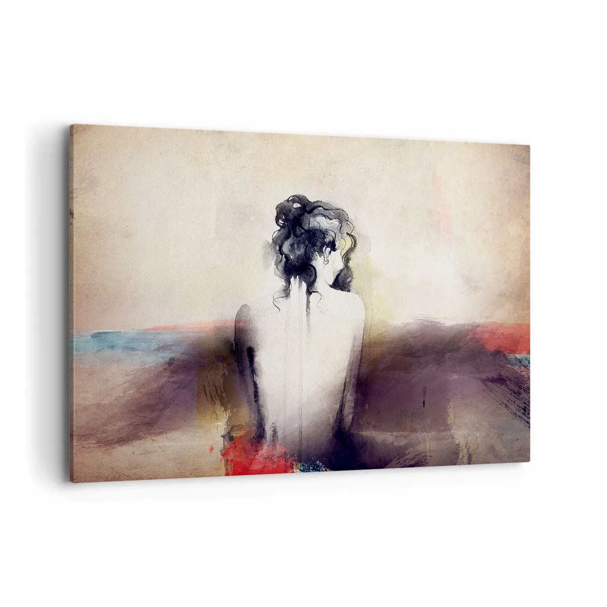 Bild auf Leinwand - Leinwandbild - Ein subtiles Frauenporträt im künstlerischen Stil - 120x80cm - Glatte Linien, ovale Formen - Moderne Wanddekoration für Wohnzimmer und Schlafzimmer ARTTOR