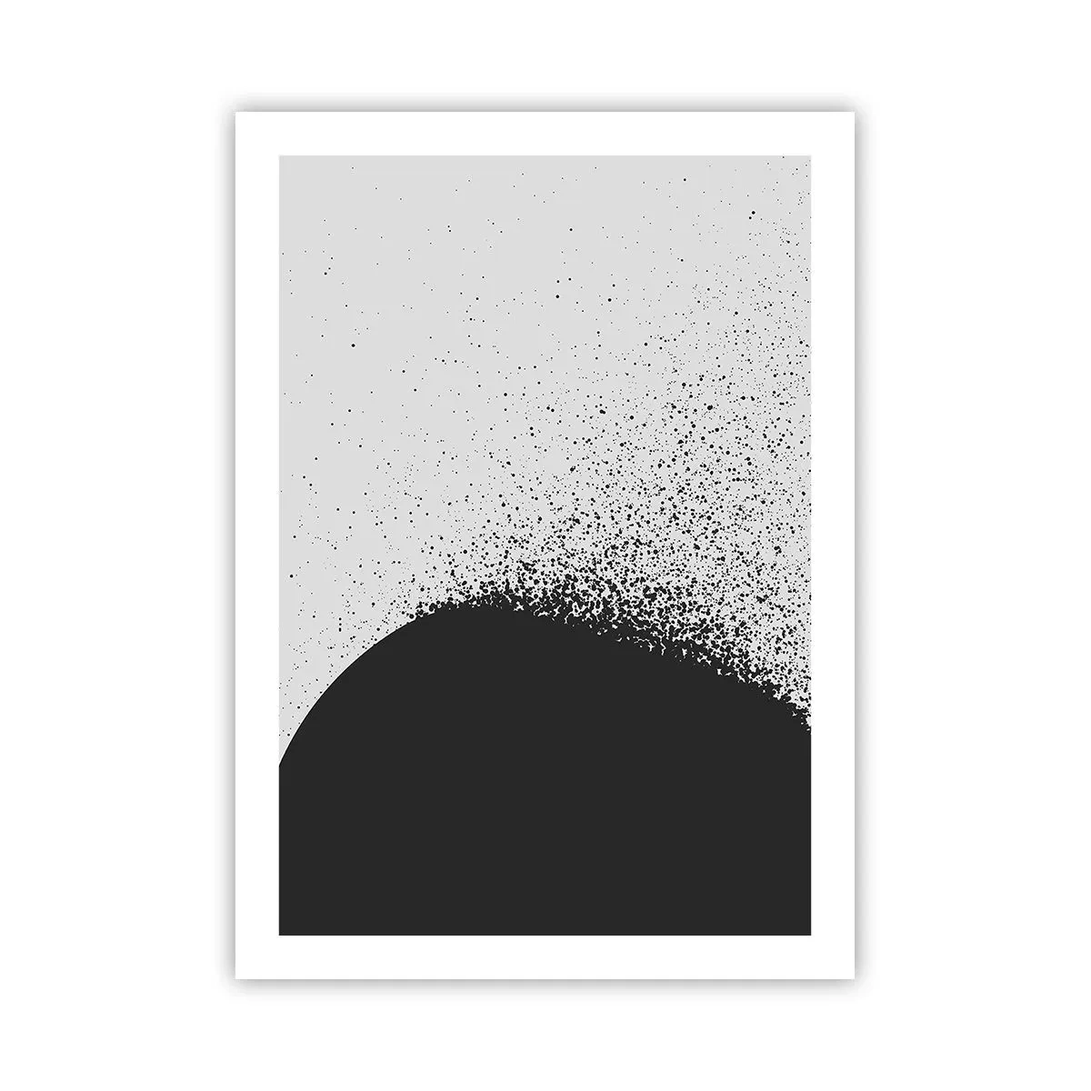 Poster - Minimalistische Abstraktion mit einem schwarzen Fleck auf hellem Hintergrund - 50x70cm - Bewegung von Molekülen - Moderne Wanddekoration für Wohnzimmer und Schlafzimmer ARTTOR