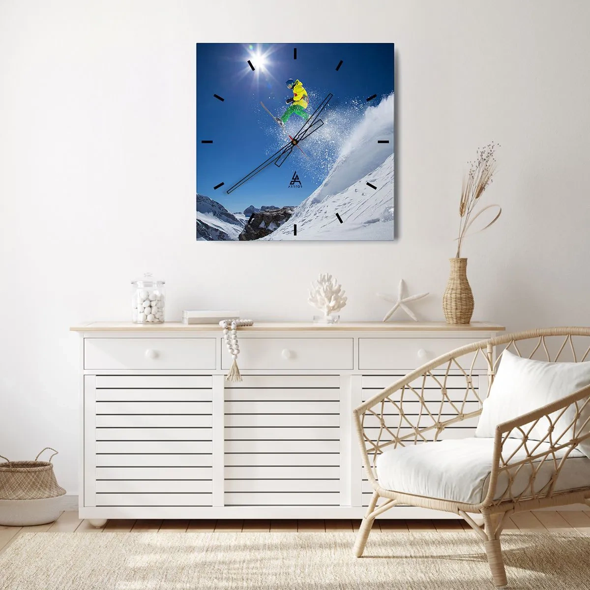 Wanduhr - Glasuhr - Tanzen mit den Bergen - 40x40 cm