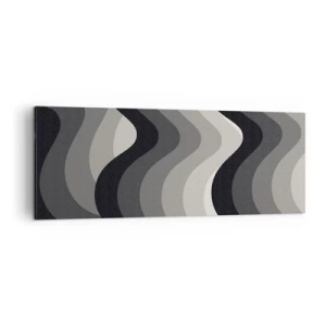 Bild auf Leinwand - Leinwandbild - Schwarz-weiße Wellenmuster in Grautönen - 140x50cm - Eine Welle nach der anderen - Moderne Wanddekoration für Wohnzimmer und Schlafzimmer ARTTOR