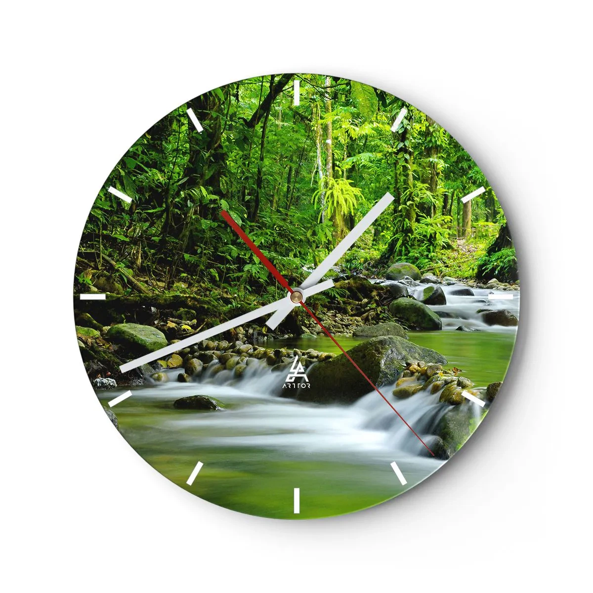 Wanduhr - Glasuhr - Schwimmen Sie in einem Meer aus Grün - 40x40 cm