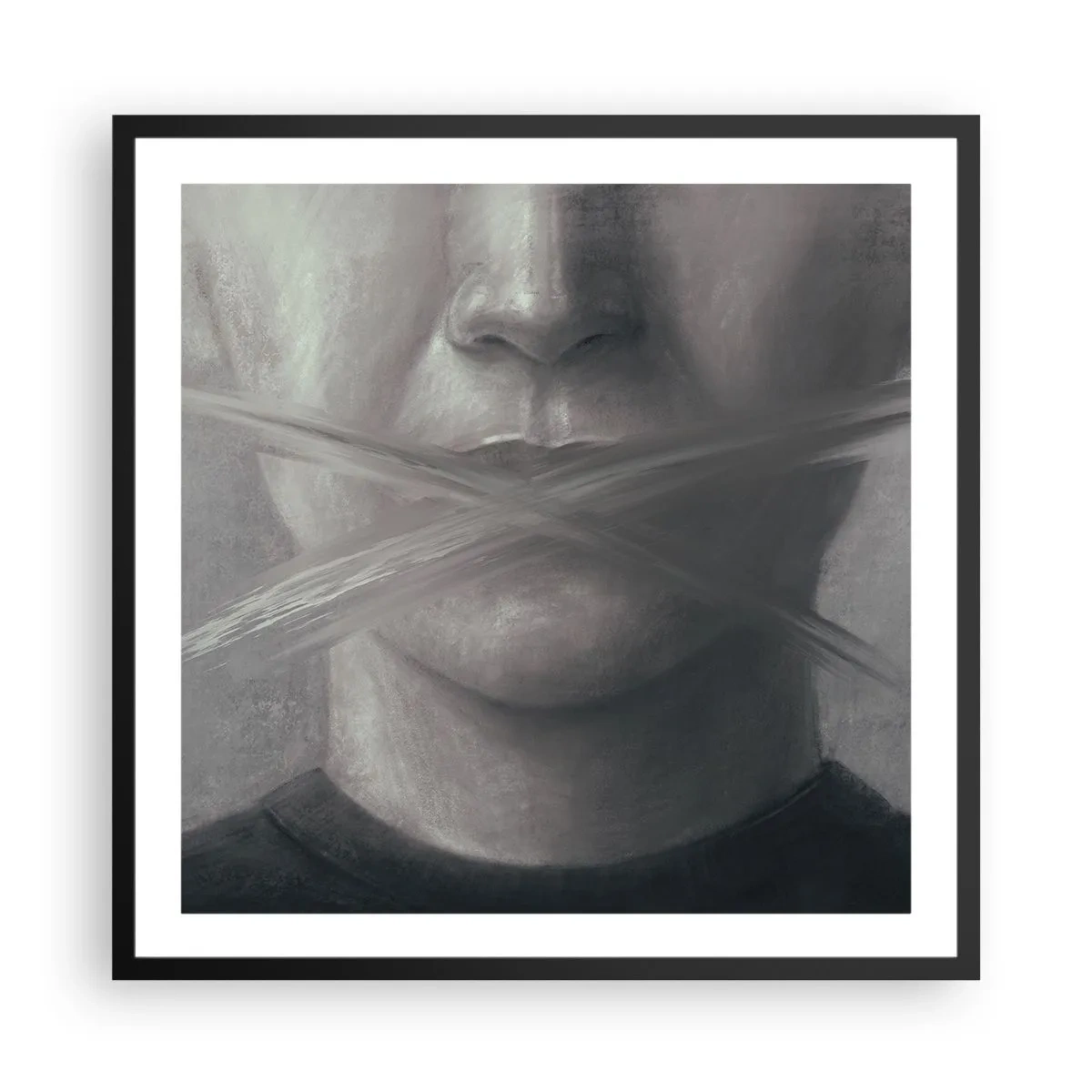 Poster in einem schwarzem Rahmen - Ohne ein Wort - 60x60 cm