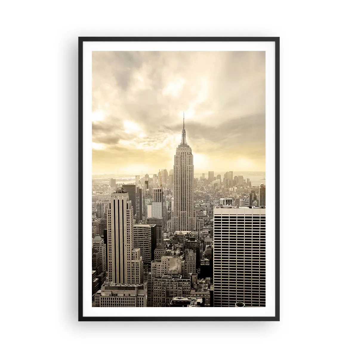 Poster in einem schwarzem Rahmen - New York aus Grau - 70x100 cm