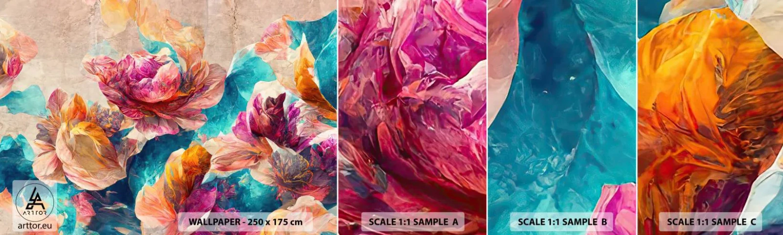 Fototapetenmuster Standard Eco - Farbenpracht des Straußes - Blumen, Pastell, Stück - 100x30 cm