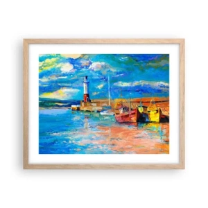 Poster in einem Rahmen aus heller Eiche - Ein Nachmittag in der Regenbogenbucht - 50x40 cm