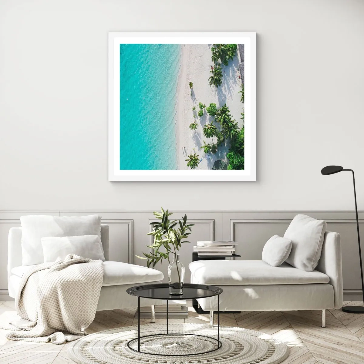 Poster in einem weißen Rahmen - Urlaub im Paradies - 30x30 cm