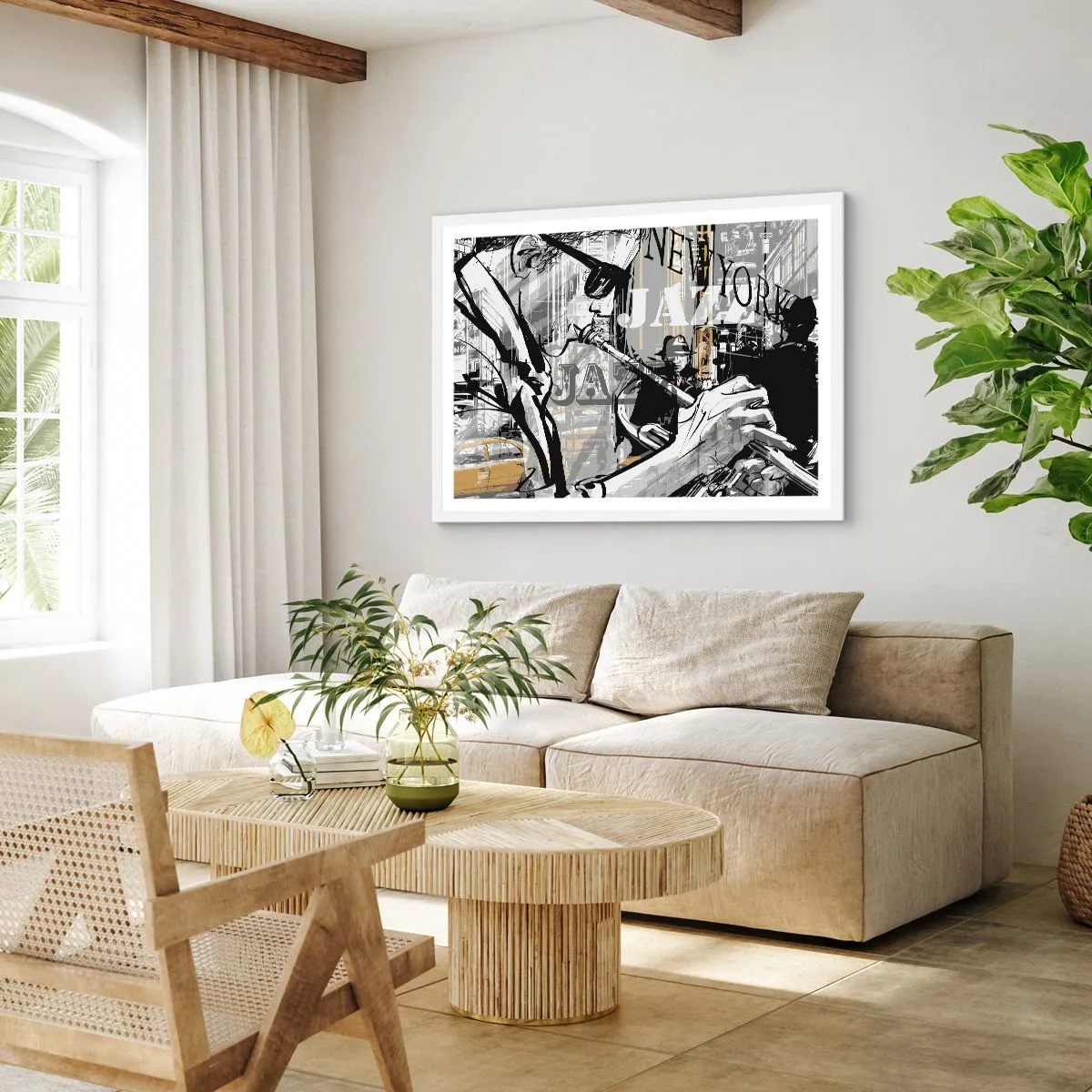 Poster in einem weißen Rahmen - Im Rhythmus von New York - 100x70 cm