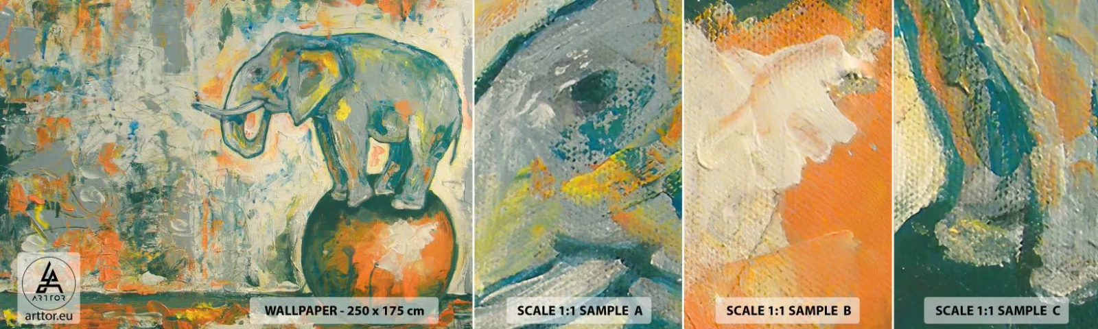 Fototapeten Muster Selbstklebend Deluxe Sticker - Es lebe der Zirkus! - Abstraktion, Elefant, Zirkus - 100x30 cm