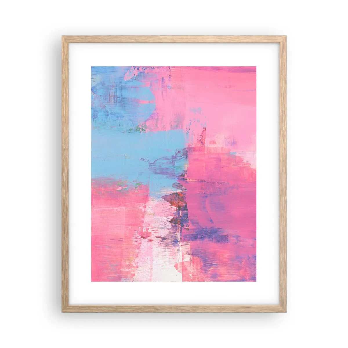 Poster in einem Rahmen aus heller Eiche - Rosa, Blau und eine Prise Licht - 40x50 cm