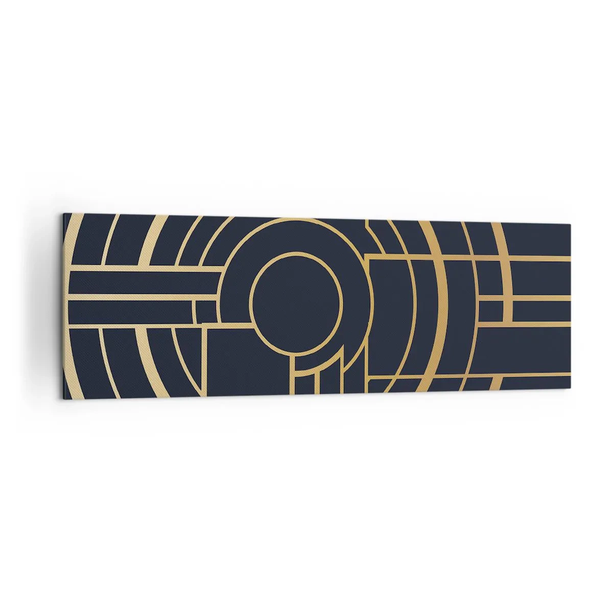 Bild auf Leinwand - Leinwandbild - Geometrisches Muster mit goldenen Linien - 160x50cm - Wendungen der Dinge - Moderne Wanddekoration für Wohnzimmer und Schlafzimmer ARTTOR