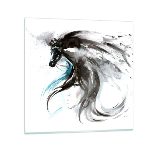 Glasbild - Bild auf glas - Schwarzer Prinz Galopp - 60x60 cm
