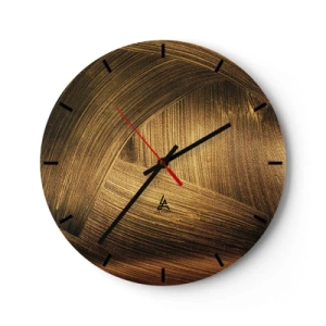 Wanduhr - Glasuhr - Abstrakte Goldtextur mit elegantem Glanz - 30x30cm - In einem goldenen Labyrinth - Moderne Wanddekoration für Wohnzimmer, Küche und Schlafzimmer ARTTOR