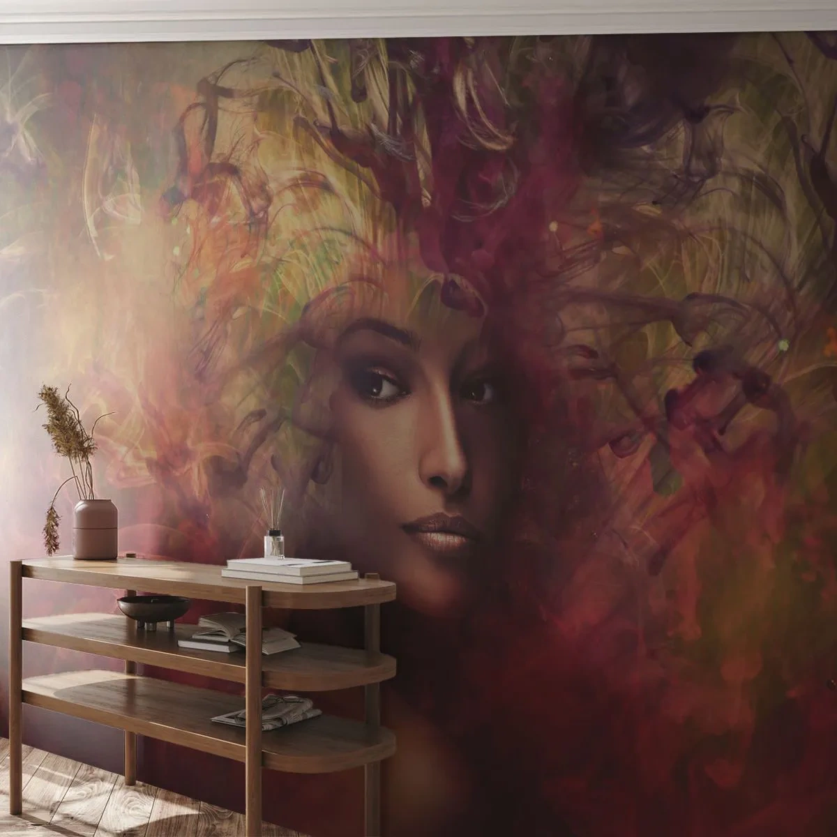 Selbstklebende Fototapete Deluxe Sticker - Ich bin hier! - Frau, Das Gesicht einer Frau, Körper - 400x280 cm