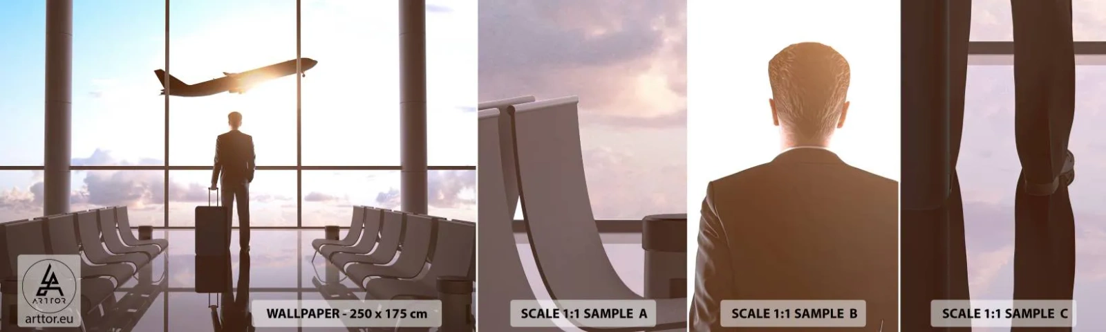 Fototapetenmuster Standard Eco - Du hast Zeit, lass dir Zeit - Flughafen, Flugzeug, Reisen - 100x30 cm