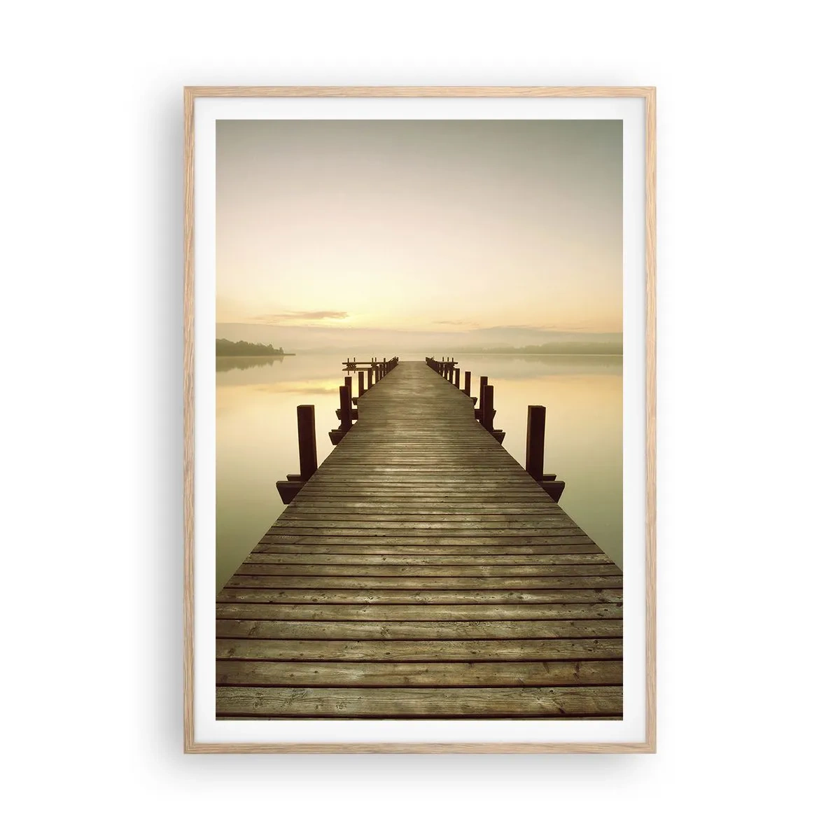 Poster in einem Rahmen aus heller Eiche - Tagesanbruch, Morgendämmerung, Licht - 70x100 cm