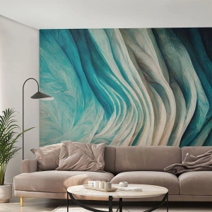 Fototapete Premium Canvas - Dynamische Wellen in Blau- und Weißtönen - 100x70cm - Blaue Unersättlichkeit - Moderne Wanddekoration für Wohnzimmer und Schlafzimmer ARTTOR