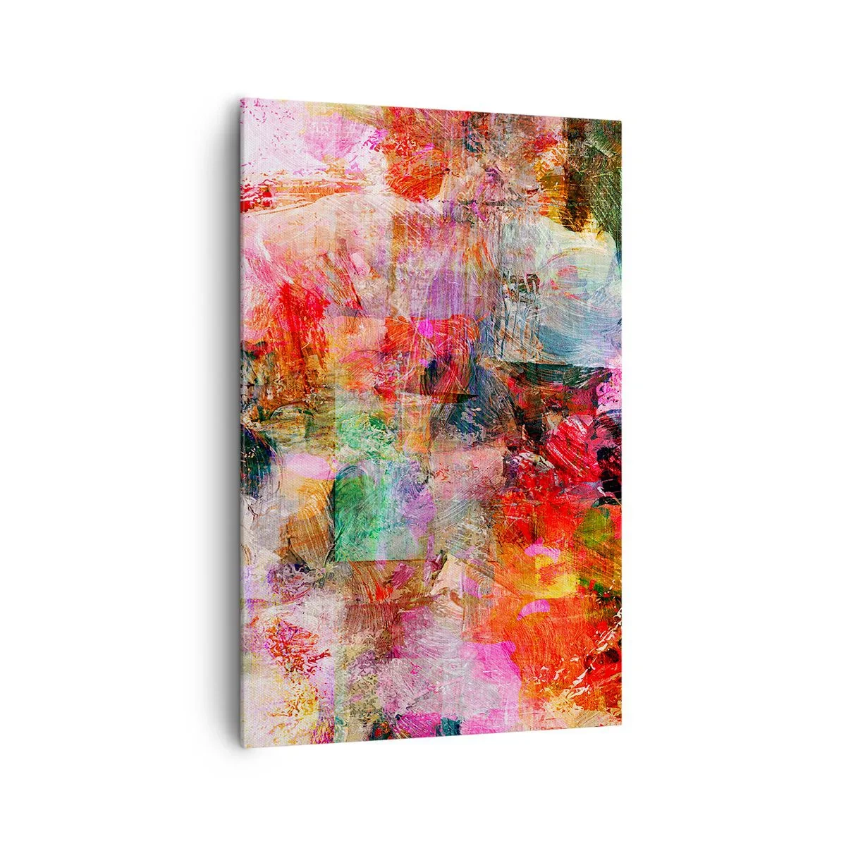 Bild auf Leinwand - Leinwandbild - Eine abstrakte Komposition mit dominanten Rosa- und Rottönen. - 80x120cm - Eine Reise durch die Rosen - Moderne Wanddekoration für Wohnzimmer und Schlafzimmer ARTTOR