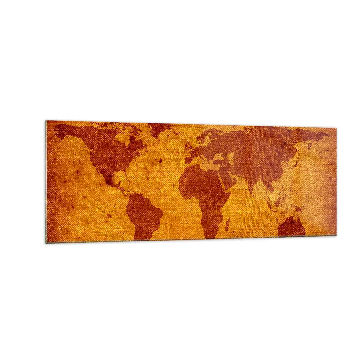 Glasbild - Bild auf glas - Vintage-Weltkarte auf braunem und goldenem Hintergrund. - 140x50cm - Eine Einladung zum Reisen - Moderne Wanddekoration für Wohnzimmer und Schlafzimmer ARTTOR