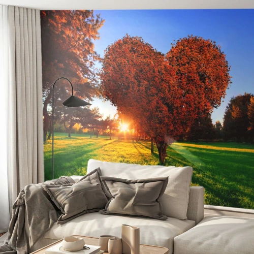 Selbstklebende Fototapete Deluxe Sticker - Und wie man den Herbst nicht liebt - Landschaft, Baum, Sonnenstrahlen - 250x175 cm