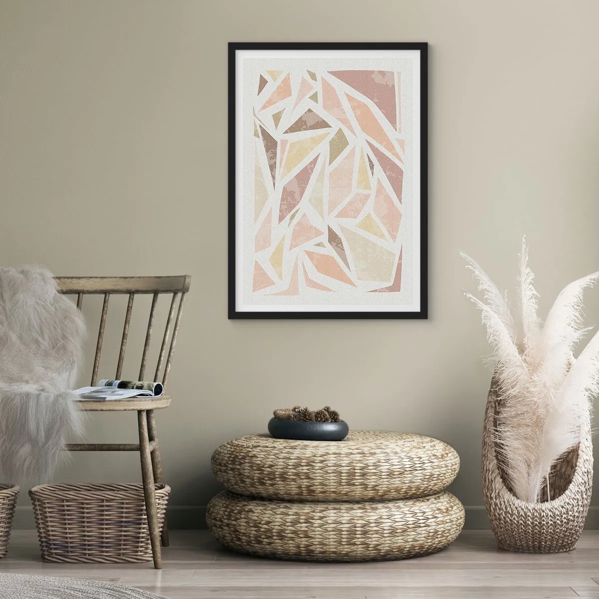 Poster in einem schwarzem Rahmen - Buntglas-Komposition - 70x100 cm