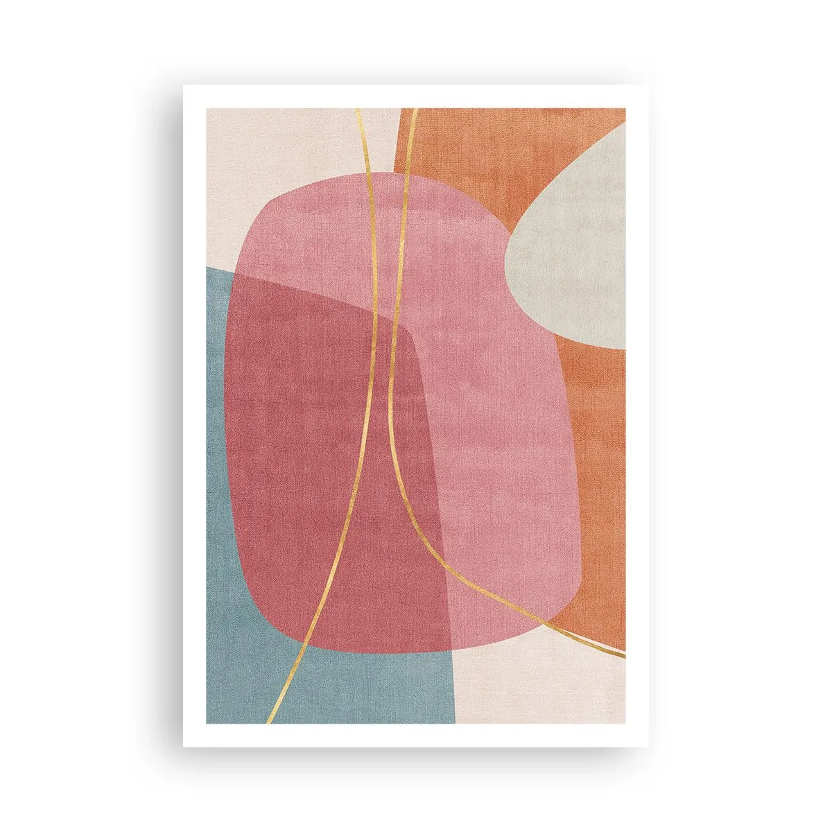 Poster - Pastellkomposition mit Goldfaden - 70x100 cm