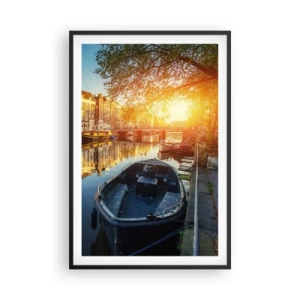 Poster in einem schwarzem Rahmen - Morgen in Amsterdam - 61x91 cm