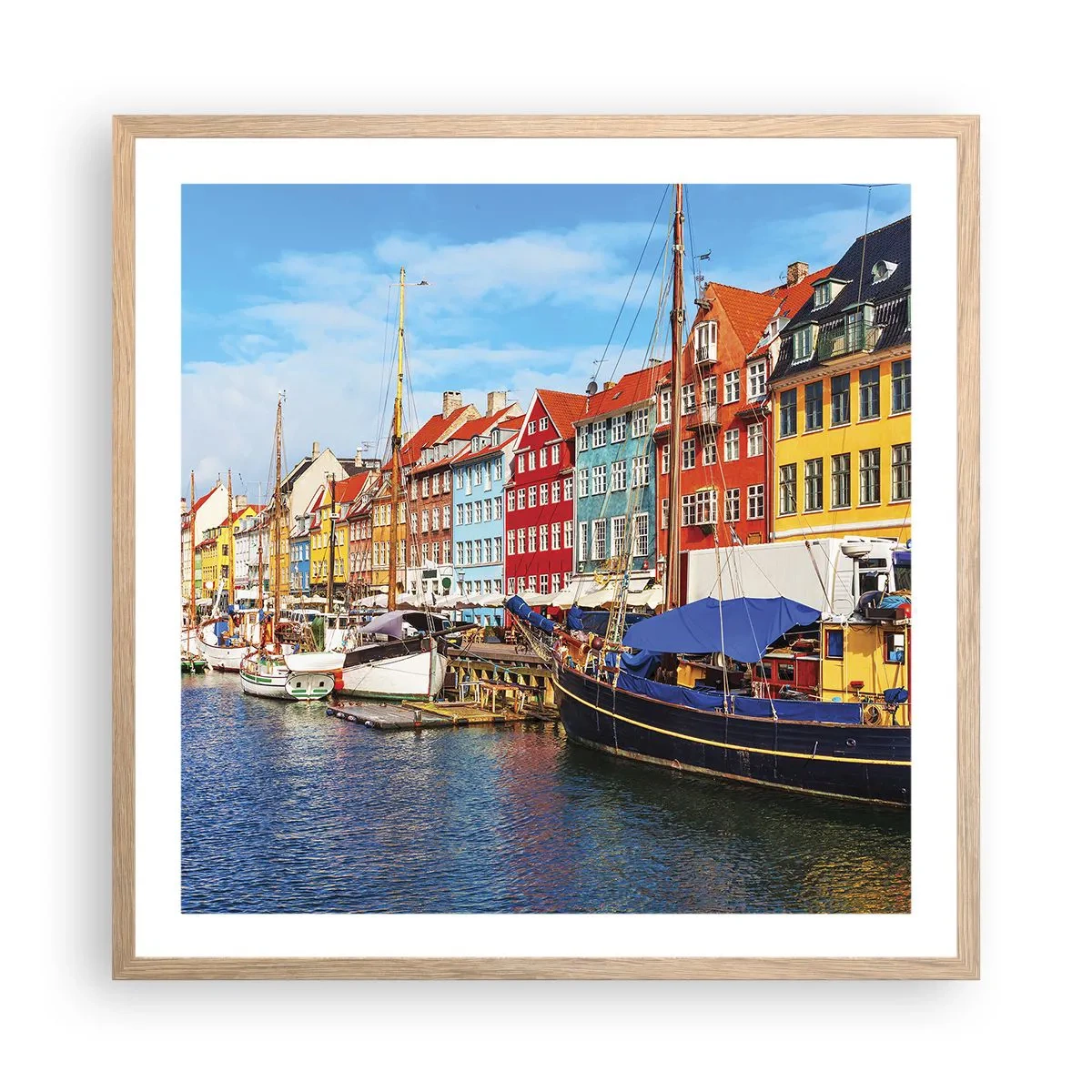 Poster in einem Rahmen aus heller Eiche - Fröhlicher Kai - 60x60 cm