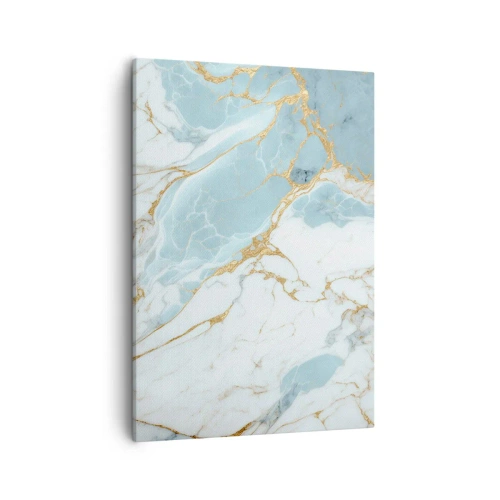 Bild auf Leinwand - Leinwandbild - Blaue und weiße Marmormuster mit zusätzlichen goldenen Adern - 50x70cm - Reichtum des Steins - Moderne Wanddekoration für Wohnzimmer und Schlafzimmer ARTTOR