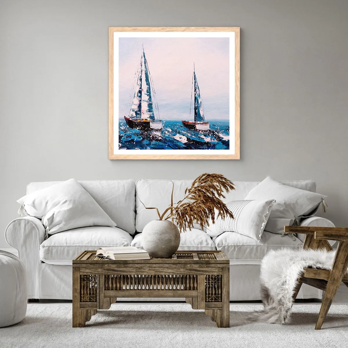 Poster in einem Rahmen aus heller Eiche - Bruderschaft des Windes - 50x50 cm